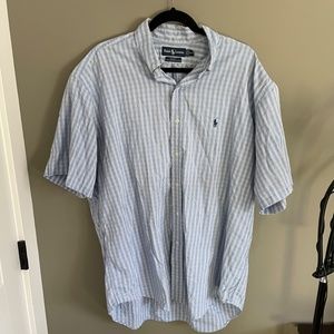 Vintage Ralph Lauren Men's Blake 100% Cotton Striped Button Down Shirt XL Blue